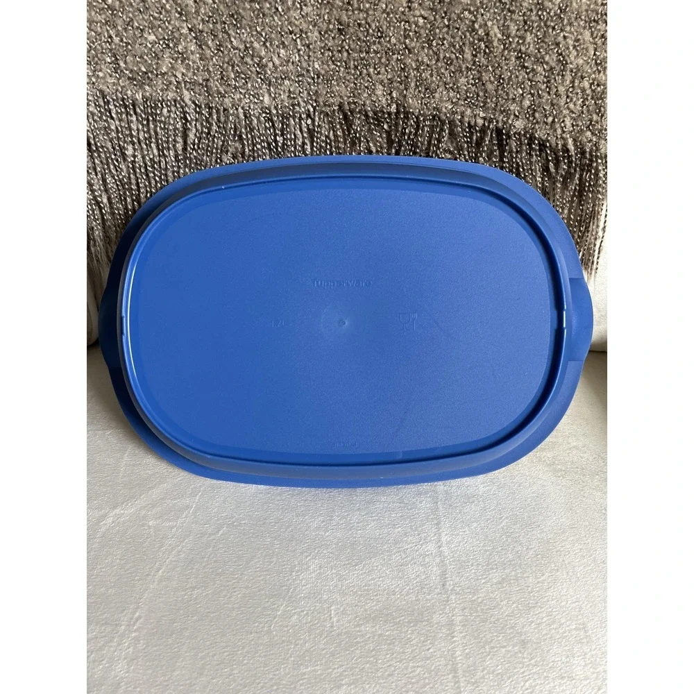 Vintage Tupperware Legacy Microwave Oval Dish‎ Serving Container Blue Yellow